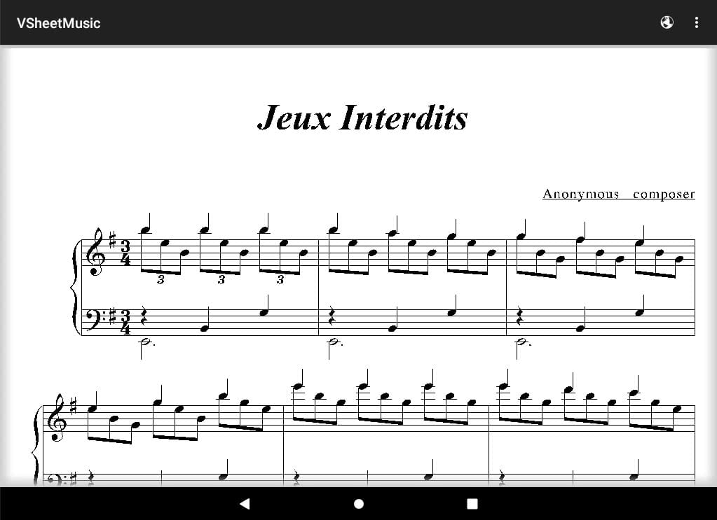 aplikacje przydatne w nauce muzyki, Virtual Sheet Music, Aplikacja Muzyczna Android